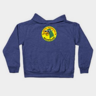 Hotel Papagayo Acapulco Mexico - Vintage Travel Sticker - Vintage Luggage Label Parrot Hotel Mexico Kids Hoodie